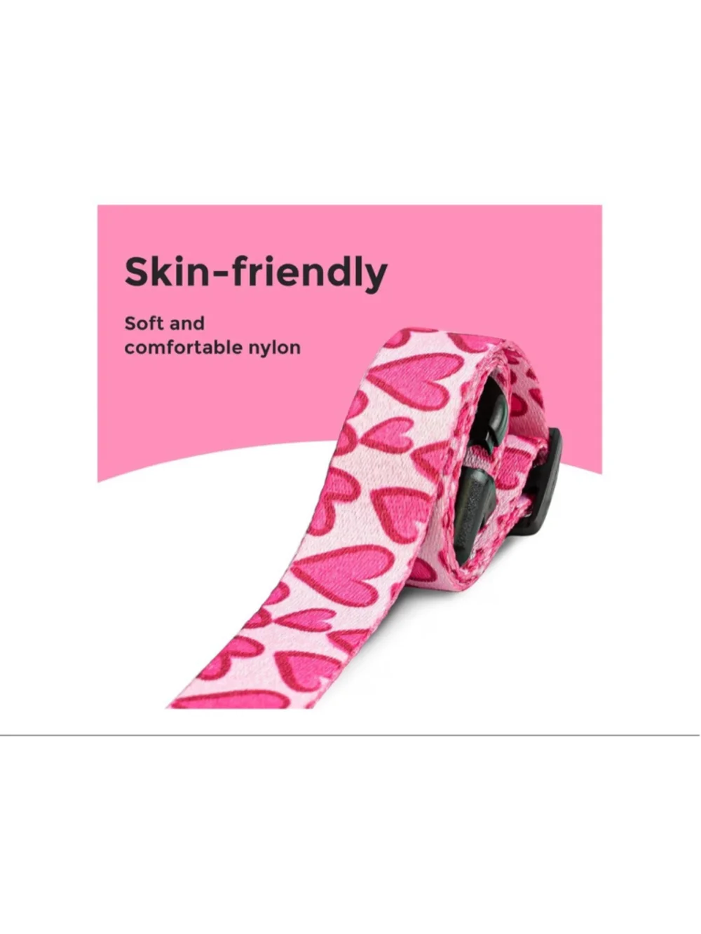 NEW Pink Heart Print Dog Collar Adjustable XS